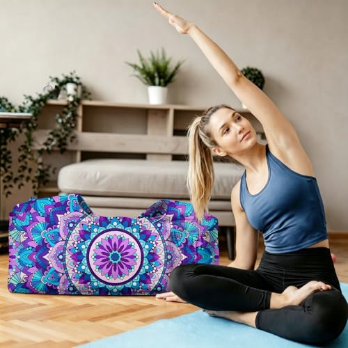 Yoga Mat Bag Large Yoga Bag and Carrier with Strap Zipper and Pockets Fits All Your Stuff Yoga Tote Pilates Bags for Women Fit Most Size Mats - color: Purple