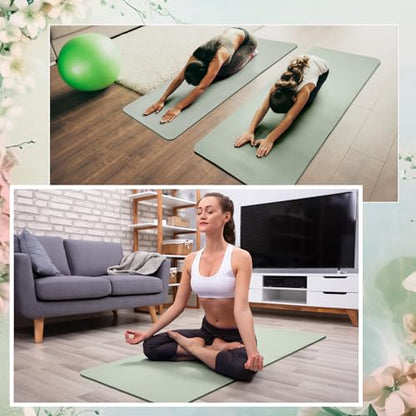 Timgle 6 Pcs 10mm Thick Yoga Mat Bulk 68 x 24 Inches Anti-slip Tear-resistant Exercise Mat Adult Gym Mats for Fitness, Stretching, Workout and Studio, Outdoor Yoga, Pilates - color: Gray Green