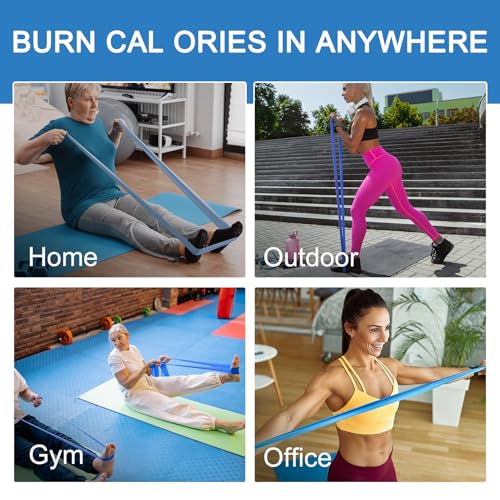 5-Piece Resistance Bands Set, 5.9 ft, Latex-Free for Exercise and Therapy - color: Gradient Blue Set, size: 6.9FT