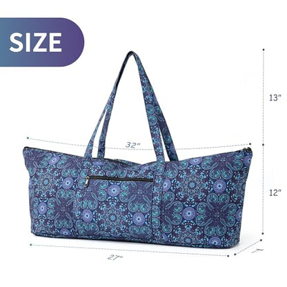Boulder Bee | Yoga Mat Bag | Large Yoga Mat Carrier with Wet Pocket | Yoga Gifts | Gym Tote Bag for Women - color: Tote-Blue