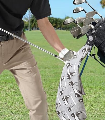 Magnetic Golf Towels for Golf Bags with Clip & Ultra Strong Magnet - Waffle Weave Microfiber Towel for Secure Hold on Bags & Carts - Ideal Club Cleaner & Accessories - Golf Cart - color: Golf Cart