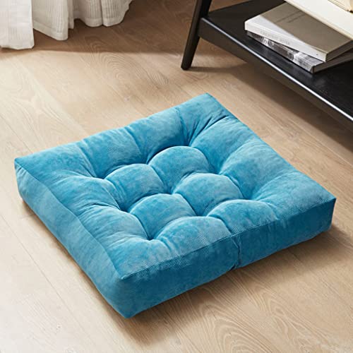 Large Floor Pillow for Adult, Square Meditation Cushion, 22 Inch Turquoise | Reading nook & office use, Tatami seating, Breathable corduroy cover, 3.5 in thick, Shredded memory foam fill, Yoga pad - color: Square | Turquoise | 1 Pack, size: 1 Pack