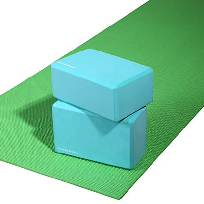 Fitvids Set of 2 High Density Yoga Blocks, 9"x6"x4" Each - color: Green