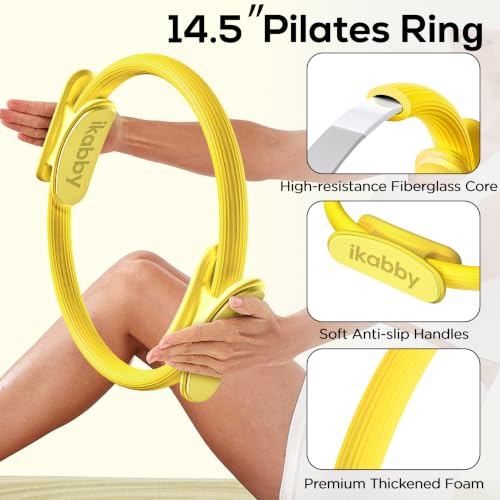 Pilates Kit, Home Pilates Kit with Weights, Pilates Equipment for Home Workout, Pilates Essentials Kit for Women, Yoga Pilates Mat Kit for Beginners, Pilates Set - color: Yellow