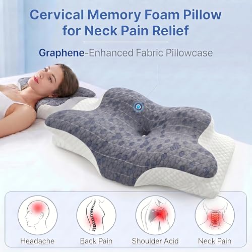 Upgrade Cervical Pillow for Neck Support, 2-Height Adjustable Pillow - color: Graphene Pillow