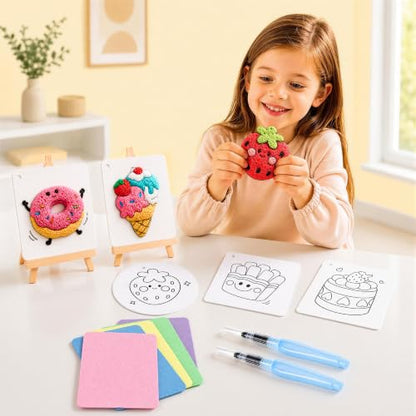 RuiHawk 95 Pcs Magic Foam Painting Refill Kit, 75 Sheets 3D Textured Paper, 3 Water Brushes, 10 Keychains – Mess-Free, Water-Activated, Non-Toxic – with Gift Box, Travel Art Set for Kids Ages 5-10 - color: 75 Foam Refill Kit + 20 Accessories
