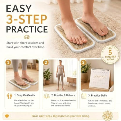Sadhu Board, Specially Crafted Aluminum Nails 0.31in(8mm), Wooden Nail Board for Acupressure and Meditation Acupuncture Foot Massage Yoga Gift White