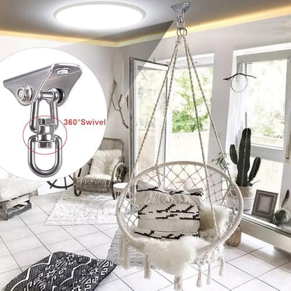 BeneLabel Swing Hanger 304 Stainless Steel Ceiling Swing Mount 1000 LB Capacity Swings Hardware 360° Swivel Hook for Yoga Punching Bag, Hammock Chair, Porch Swing, Hanging Chair - color: 360° Swivel Swing Hanger (1 Pack)
