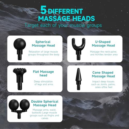 Massage Gun With Extended Handle, Back Massager Tool, U-Shaped Massager