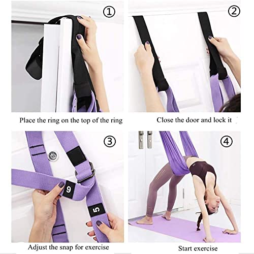 Fitness Yoga Stretching Strap, Adjustable Leg Stretcher Back Bend Assist Trainer, Improve Leg Waist Back Flexibility Home Gym Equipment for Rehab Pilates Ballet Cheerleading Splits Gymnastics - color: pink