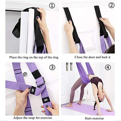 Fitness Yoga Stretching Strap, Adjustable Leg Stretcher Back Bend Assist Trainer, Improve Leg Waist Back Flexibility Home Gym Equipment for Rehab Pilates Ballet Cheerleading Splits Gymnastics - color: pink