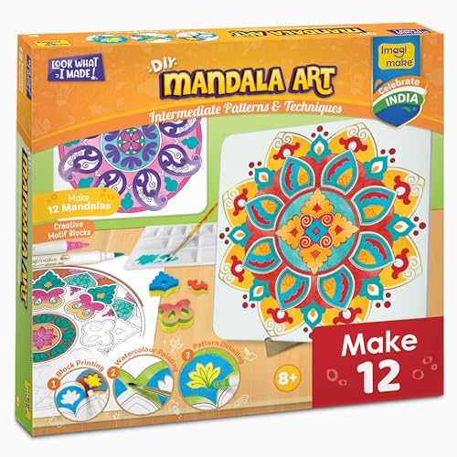Imagimake Mandala Art Kit, 12 Creative Activities for Kids Ages 8+ | DIY Painting Kit, Creativity & Mindfulness Screen-Free Art Activity, Gift for Girls Ages 8,9,10,11,12,13,14,15,16 Years Old - style: Mandala Art Kit