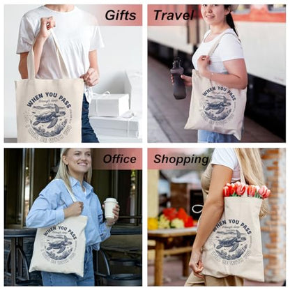 Inspirational Christian Gifts Canvas Tote Bag for Women, Christmas Friendship Birthday Religious Grocery Bags - color: Bewithyou