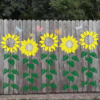 Sunflower Stencils for Painting Large Flower Stencil | Reusable Floral Stencils for Painting on Wood Fence Walls Furniture Fabrics - style: Sunflower