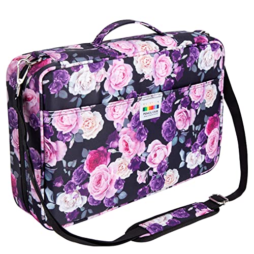 YOUSHARES 480 Slots Colored Pencil Case - Big Capacity Pen Case Organizer with Multilayer Holder large Colored Pencil Case (Purple Pink Rose) - color: Pink