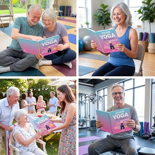 POCAZONE Chair Yoga Book for Seniors Over 60, 30-Day Exercise & Video Guide - color: Chair yoga Book
