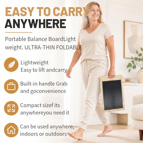 3-in-1 Wooden Slant Board, Calf Stretcher & Balance Board | Adjustable 5-level wooden slant board & wobble board for squats, physical therapy, calf stretching & balance training.