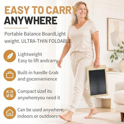 3-in-1 Wooden Slant Board, Calf Stretcher & Balance Board | Adjustable 5-level wooden slant board & wobble board for squats, physical therapy, calf stretching & balance training.