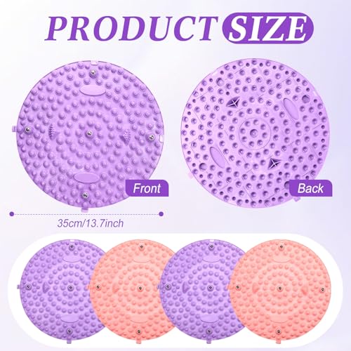 Threlaco 4 Pack Foot Massager Mat Foot Reflexology Pad with Magnetic Relaxation Massage Feet Pressure Point Pad Anti Fatigue Walk Stone Acupoint Mat Particle Portable Massage Tool(Purple and Pink) - color: Purple and Pink