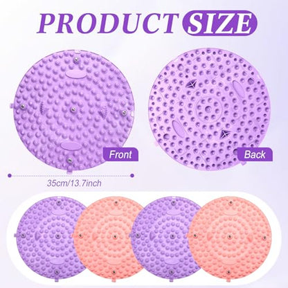 Threlaco 4 Pack Foot Massager Mat Foot Reflexology Pad with Magnetic Relaxation Massage Feet Pressure Point Pad Anti Fatigue Walk Stone Acupoint Mat Particle Portable Massage Tool(Purple and Pink) - color: Purple and Pink