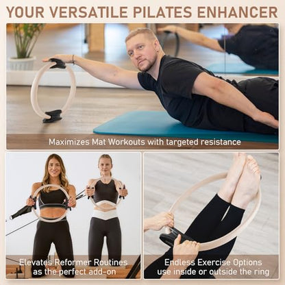 PhysKcal Pilates Ring, 15-Inch Magic Circle with Thick Padded Handle - color: Nude
