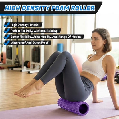 Foam Roller High Density Deep Tissue Massager for Muscle Massage | Exercise Roller Myofascial Trigger Point Release Improves Mobility Massage of Back and Leg Muscles - 15" (Purple) - color: Purple