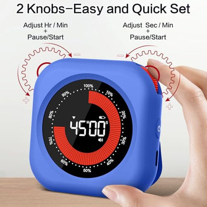 Visual Timer for Classroom Rechargeable, 10-Hour Digital Timers with Visual Time Bars Design, 3 Brightness/3 Volume Adjustable Magnetic Timer, Countdown/up Timer for Study Game Gym Kitchen Office - color: Purple