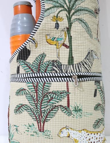 INDIAN CRAFT CASTLE Yoga Mat Bag | Tote Mat Bag | Sling Yoga Tote w/Large Side Pocket & Zipper Pocket | Yoga Mat Carrier Fits Most Size Mats - color: Beige