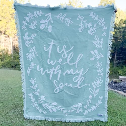 Elly & Grace Christian Woven Blanket, Religious Prayer Throw for Women, Inspirational Blanket 27x19 inches (It is Well with My Soul)