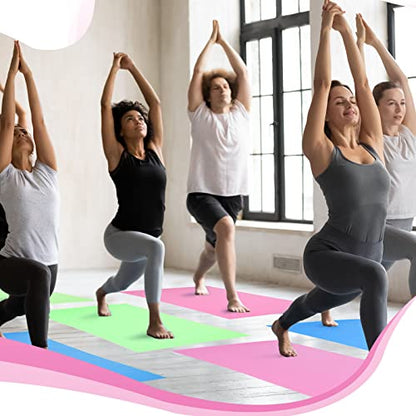 Amylove 12 Pieces Yoga Mats Bulk 68x24x0.12 Inch Exercise Non Slip Fitness Workout Mats for Women Men Home Workout Gym Yoga - color: Green, Pink, Light Blue
