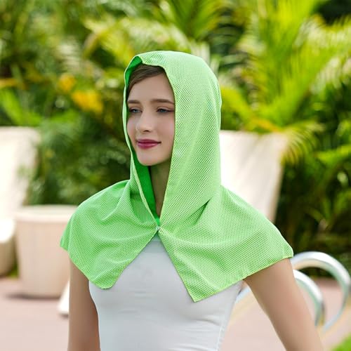 Cooling Hoodie Towel for Men Women, Instant Cooling Towels for Neck and Face, Ice Towel for Sports Workout Camping Cycling,FluGN - color: Flu Green