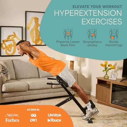 Lifepro SculptTrainer Roman Chair – 20+ Exercises, Foldable, 330 lb Cap | Hyperextension, hip thrusts, sit-ups & back extensions, 10 height positions, padded seat + dual rollers, alloy steel - color: Black, size: Medium