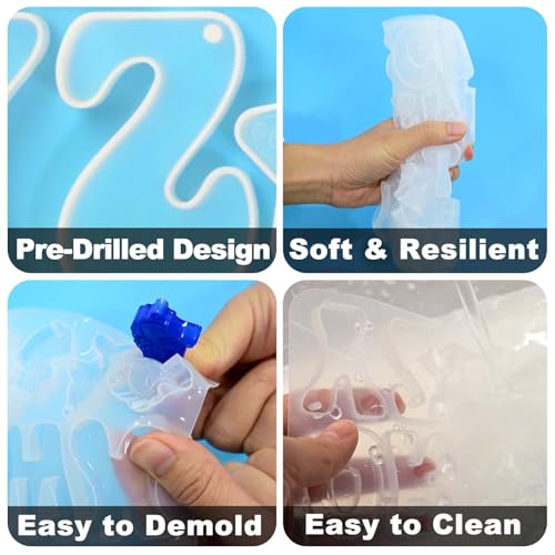 Resin Alphabet Molds with Hole, Uppercase Letters Crafting Molds | Reversed Alphabet Silicone Mold for Epoxy Resin Casting, Letter Resin Keychain Jewelry Pendant DIY Birthday Party Gift Making - color: 1PCS Ocean Alphabet Molds with Hole
