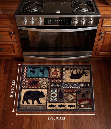 YIHOUSE Washable Rustic Cabin Area Rug 2 x 3 Entryway - color: Brown, size: 2'x3'(Rectangular)