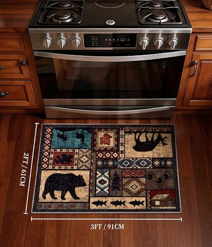YIHOUSE Washable Rustic Cabin Area Rug 2 x 3 Entryway - color: Brown, size: 2'x3'(Rectangular)