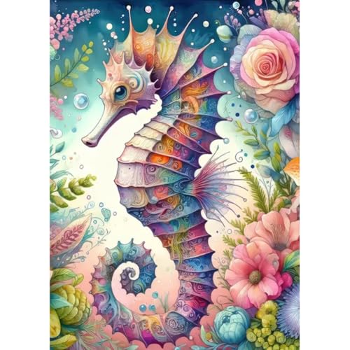 hill froeistung Seahorse 5D Diamond Art Painting Kits for Adults | Seaweed Diamond Art, DIY Full Drill Flower Landscape Scenery Diamond Art Painting for Home Wall Decor Gifts (12X16 inch) - color: HF-A028