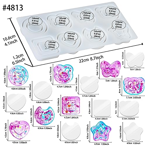 Resin Shaker Molds Set Kawaii Charms Pack of 41 Silicone Trays Precision Tip Applicator Bottle Kit Bundle - color: 2inch Kawaii Charms Craft Pack of 41