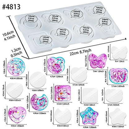 Resin Shaker Molds Set Kawaii Charms Pack of 41 Silicone Trays Precision Tip Applicator Bottle Kit Bundle - color: 2inch Kawaii Charms Craft Pack of 41