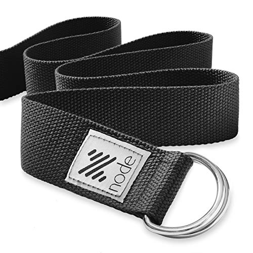 7-1/2' Yoga Strap for Stretching, Woven Cotton Blend Yoga Strap with Adjustable D-Ring Buckle for Exercise, Therapy and Fitness - color: Black