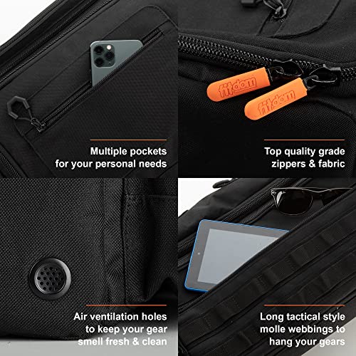 Fitdom Yoga Mat Bag for Women & Men, Large Yoga Gym Duffle with Mat Holder | Expandable Pocket Fits 2 Yoga Blocks with Spacious Storage & Multiple Pockets for Yoga Mats, Pilates, Gym & Workout Gear