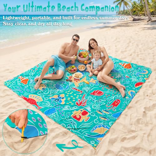 Aroveea Beach Blanket Waterproof Sandproof 78''X81''/10'X9' Oversized Mat - color: Marine2, size: 78''x81''