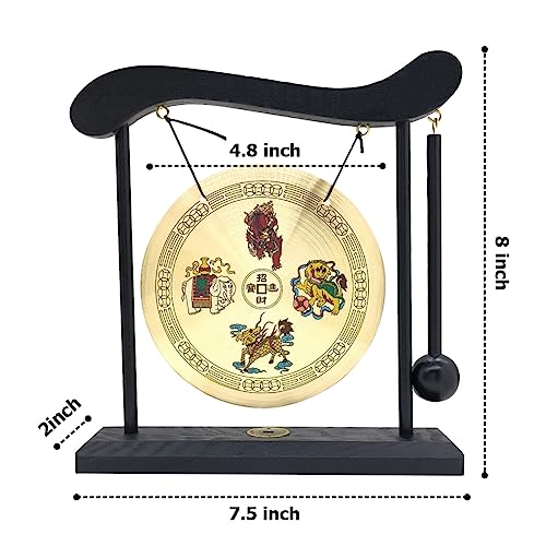 Hooshing Brass Gong Desktop Zen Art Feng Shui Decor, Four Divine Beasts - style: Four Divine Beasts