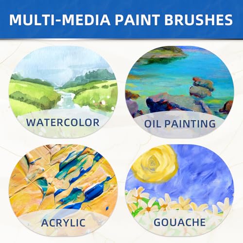 Falling in Art 6 Pcs Professional Watercolor Paint Brush Set, Gray | Artist Painting Brush Set with Round, Flat, and Filbert, Watercolor Brushes for Acrylic, Gouache, and Oil Painting - color: Gray