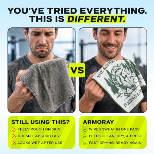 ARMORAY Sweat Absorbing Towel Handkerchief – Quick-Dry Microfiber Gym Towels for Face, Hands & Body – Workout Towel for Men, Sport Rag, Perfect for Tennis, Pickleball & Sauna Use by Women - color: Escape Series (3 Pack)