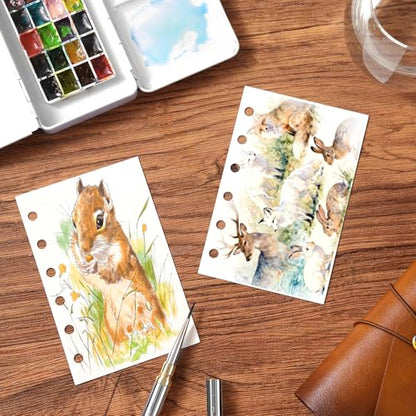 Fuumuui Watercolor Sketchbook Paper Refill - 20 Sheets 140 LB (300 GSM) Cold Pressed, Acid-Free Cotton Paper for Painting, Drawing, Art Journaling, Sketchbook As Travel Notebook - 3.23 x 4.9 inches - size: 2.23 x 4.9 inches
