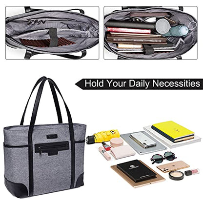 Laptop Bag for Women,ChaseChic Waterproof Classic Teacher's Tote Bag 15.6in Computer Work Bags for Women with Luggage Strap - color: Charcoal Gray-15.6in