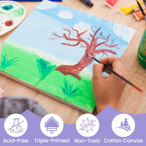 ESRICH Stretched Canvas for Painting, 3 Pack 8x10 Canvas Value Pack, Primed Acid-Free Cotton Blank Canvas, Paint Canvases for Oil & Acrylic Paint. - size: 8x10in