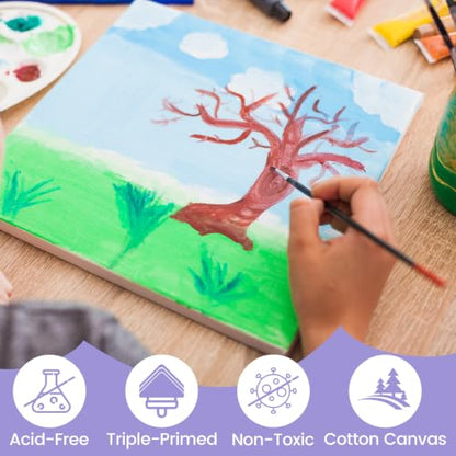 ESRICH Stretched Canvas for Painting, 3 Pack 8x10 Canvas Value Pack, Primed Acid-Free Cotton Blank Canvas, Paint Canvases for Oil & Acrylic Paint. - size: 8x10in