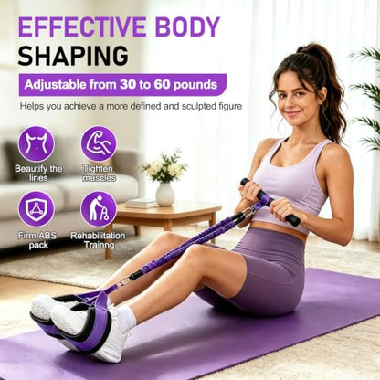 Multifunctional Pedal Resistance Band with Handles for Women Men - color: Purple