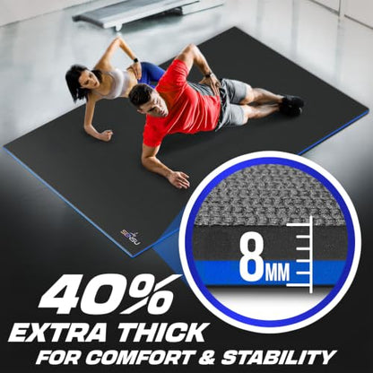 Sensu Large Exercise Mat – Extra Thick Non-Slip Workout Mat for Home Gym, Durable Shoe-Friendly Fitness Mat for Strength Training, Stretching, Cardio, and Balance Workouts (Multiple Sizes) - size: 7' x 5' x 8.5mm